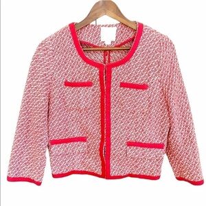 Aryn K Red Tweed 50s Inspired Clasp Closure Blazer